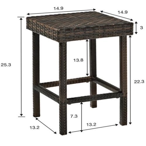 Pemberly Row 25" Wicker Patio Counter Stool in Brown