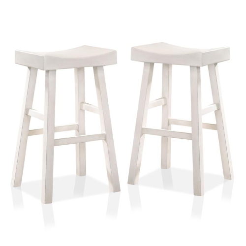 Furniture of America Epping Wood 29-Inch Saddle Stool in White