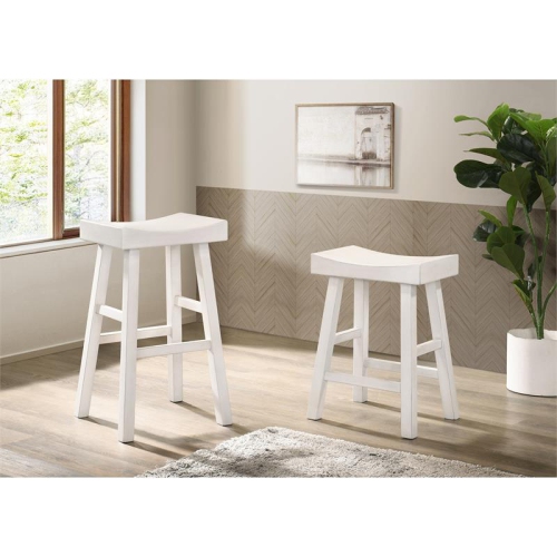 Furniture of America Epping Wood 29-Inch Saddle Stool in White
