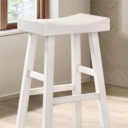 Furniture of America Epping Wood 29-Inch Saddle Stool in White