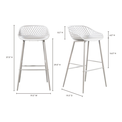 Moe's Home Collection Piazza 29" Plastic Patio Bar Stools in White