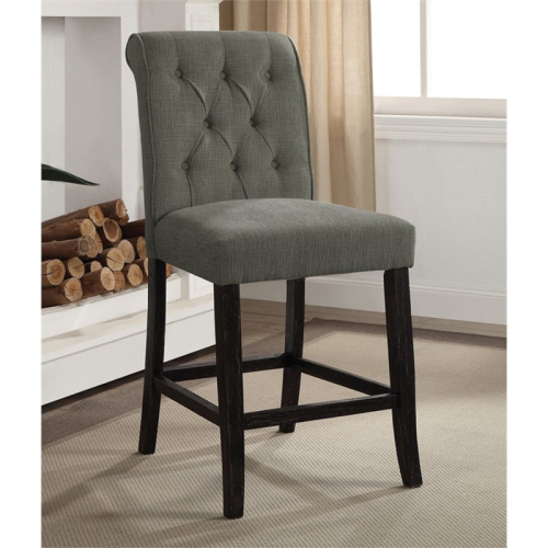 Furniture of America Landon Fabric Tufted Pub Chairs in Gray