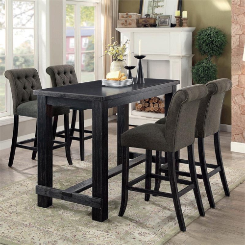 Furniture of America Landon Fabric Tufted Pub Chairs in Gray