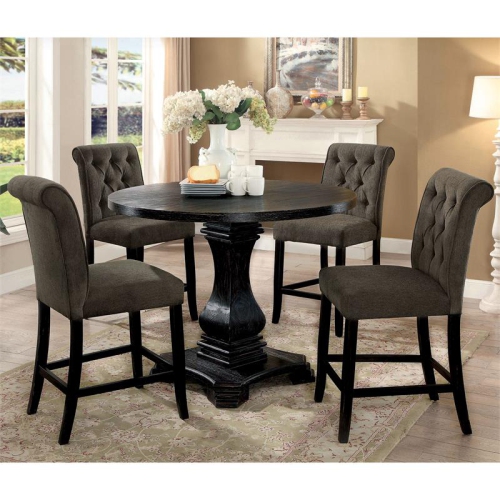 Furniture of America Landon Fabric Tufted Pub Chairs in Gray