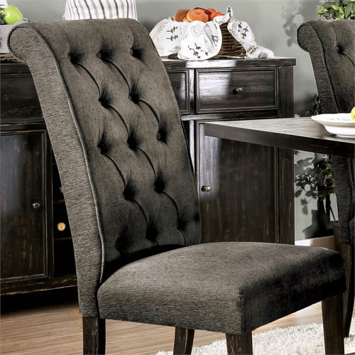 Furniture of America Landon Fabric Tufted Pub Chairs in Gray