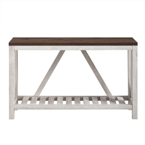Pemberly Row 52 Rustic Entry Console Table in Dark Walnut Top w and White Oak