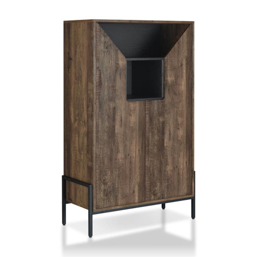 Furniture of America McCarron Rustic Wood 8-Shelf Shoe Cabinet in Reclaimed Oak