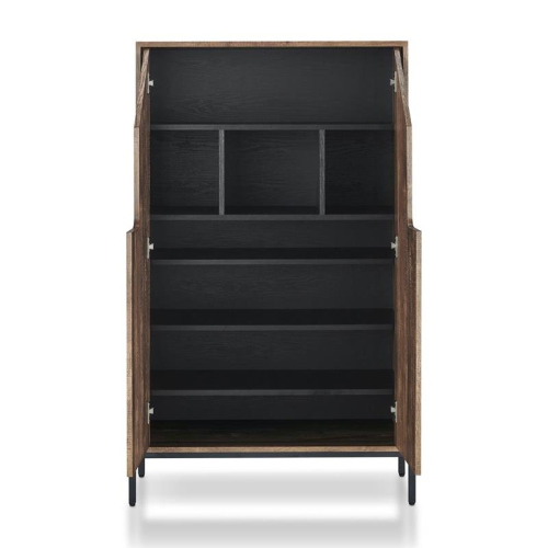 Furniture of America McCarron Rustic Wood 8-Shelf Shoe Cabinet in Reclaimed Oak