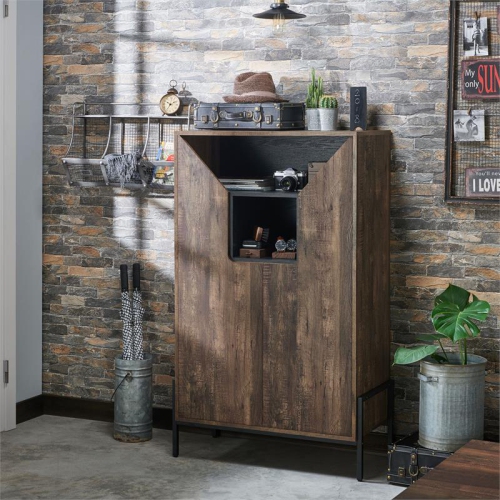 Furniture of America McCarron Rustic Wood 8-Shelf Shoe Cabinet in Reclaimed Oak