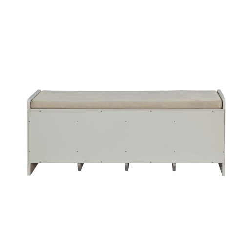 ACME Berci Wooden 4-Drawer Bench with Removable Cushion Seat in Beige and White