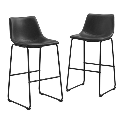 PEMBERLY ROW  Faux Leather Bar Stool In (Set Of 2) In Black