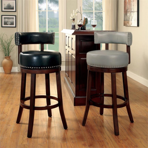 Furniture of America Tendel Faux Leather 29-inch Bar Stool in Gray