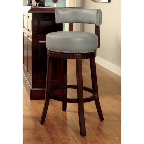 Furniture of America Tendel Faux Leather 29-inch Bar Stool in Gray