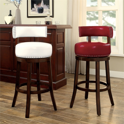 Furniture of America Tendel Faux Leather 29-inch Bar Stool in White