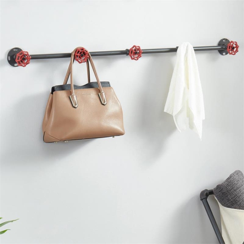 Furniture of America Margon Industrial Metal 5-Hook Coat Rack in Sand Black