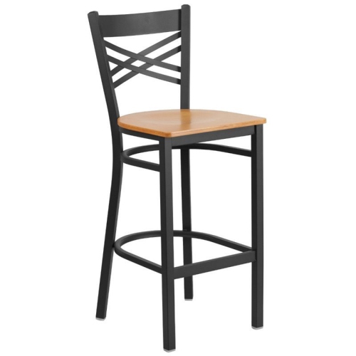 BOWERY HILL  Metal Restaurant Bar Stool In And Natural In Black