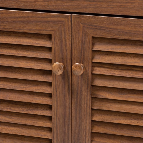 Bowery Hill Contemporary Wood 4-Shelf and Drawer Shoe Cabinet in Walnut Brown