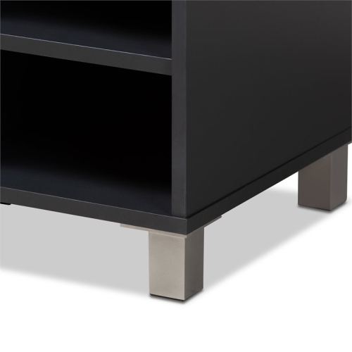 Bowery Hill Contemporary Shirley 2-Door Wood Shoe Cabinet in Dark Gray