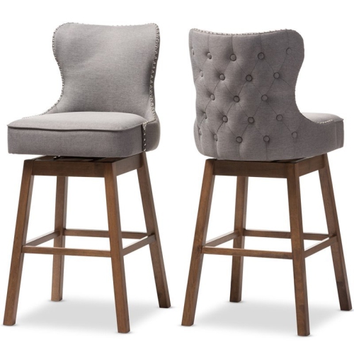 HAWTHORNE  Collections 30.51" Modern Fabric Swivel Barstool In (Set Of 2) In Gray