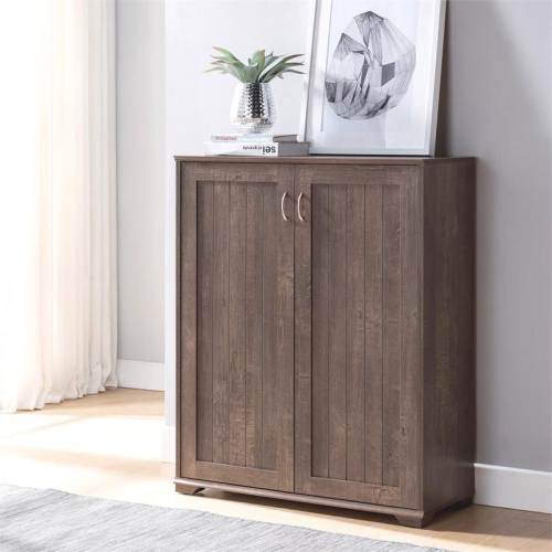 Furniture of America Lucile Wood Shoe Cabinet with 5-Shelf in Walnut Oak
