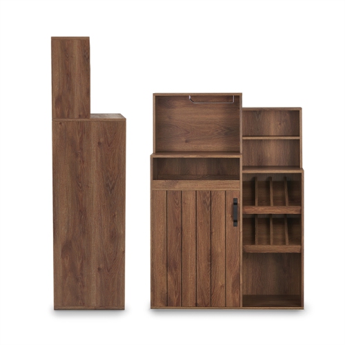 Furniture of America Dillan Wood Multi-Storage Bar Cabinet in Distressed Walnut