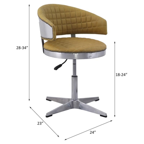 ACME Brancaster Adjustable Chair in Turmeric Top Grain Leather and Chrome