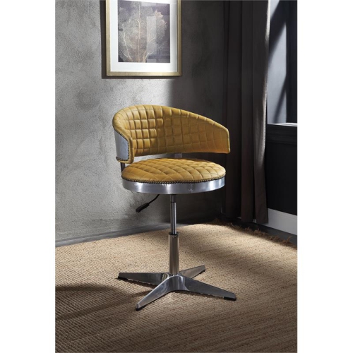 ACME Brancaster Adjustable Chair in Turmeric Top Grain Leather and Chrome