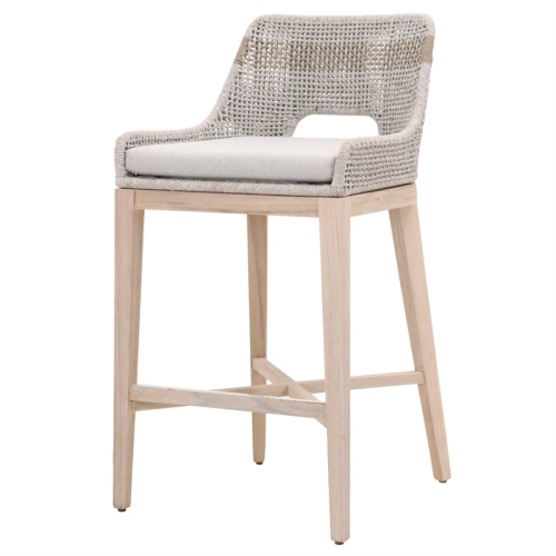 Star International Furniture Woven Tapestry 31" Wood Outdoor Barstool in Gray