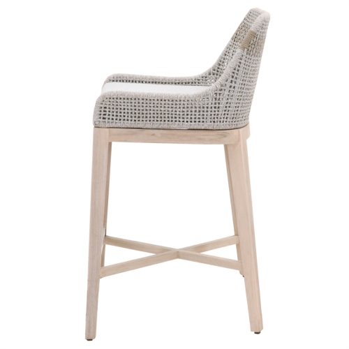 Star International Furniture Woven Tapestry 31" Wood Outdoor Barstool in Gray