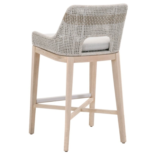 Star International Furniture Woven Tapestry 31" Wood Outdoor Barstool in Gray