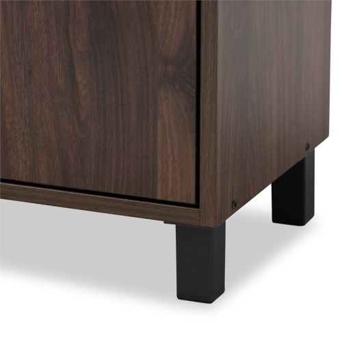 Baxton Studio Rossin Walnut Brown Finished 2-Door Wood Shoe Cabinet