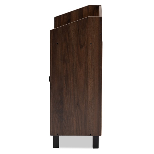 Baxton Studio Rossin Walnut Brown Finished 2-Door Wood Shoe Cabinet