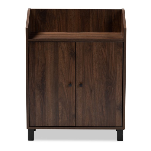 Baxton Studio Rossin Walnut Brown Finished 2-Door Wood Shoe Cabinet