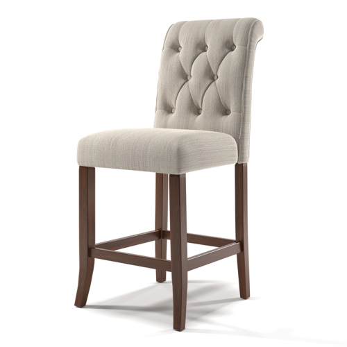 Furniture of America Landon Fabric Tufted Pub Chairs in Beige