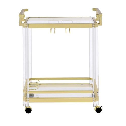 Aerin Acrylic and Gold Finished Metal Serving Cart