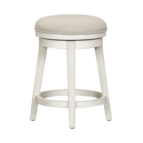 PEMBERLY ROW  Contemporary Wood Console Swivel Stool In In White