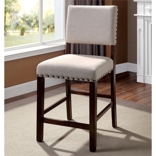 Furniture of America Elona Wood Nailhead Counter Stool in Cherry