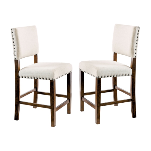 Furniture of America Elona Wood Nailhead Counter Stool in Cherry