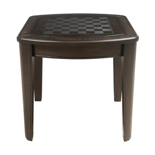Bowery Hill Traditional Dark Walnut Wood Game End Table with Chessboard