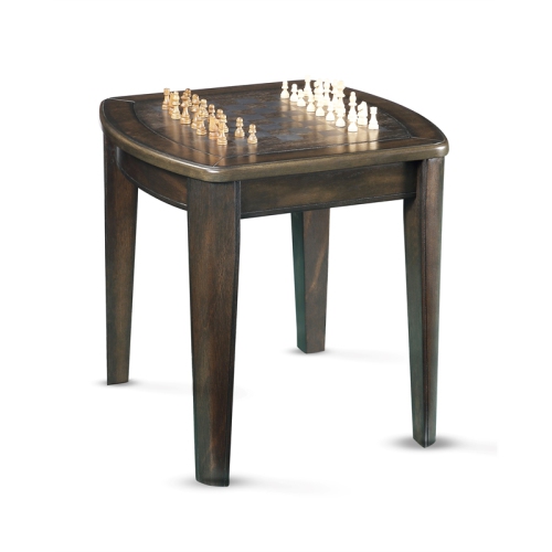 Bowery Hill Traditional Dark Walnut Wood Game End Table with Chessboard