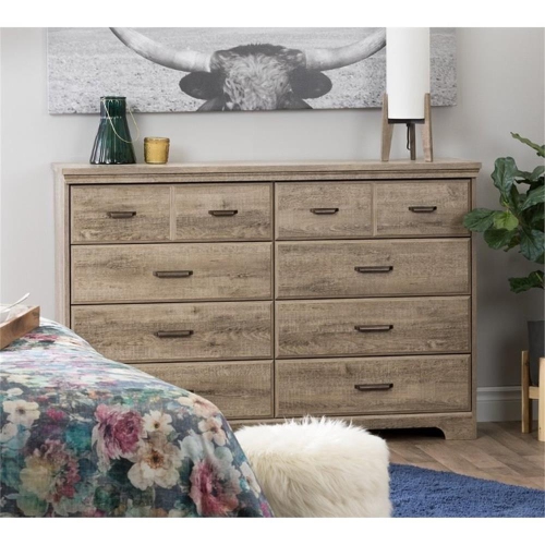 South Shore Versa 8 Drawer Dresser in Weathered Oak
