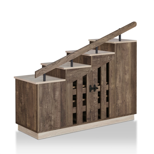 Furniture of America Barstead Wood Staircase Shoe Cabinet in Reclaimed Oak