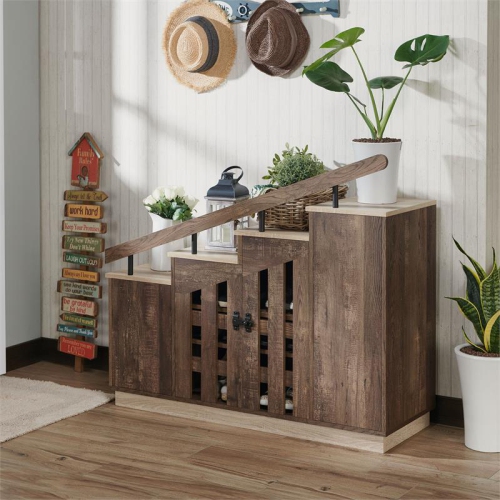 Furniture of America Barstead Wood Staircase Shoe Cabinet in Reclaimed Oak