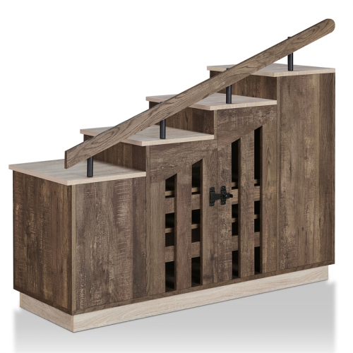 Furniture of America Barstead Wood Staircase Shoe Cabinet in Reclaimed Oak