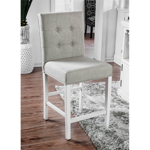 BOWERY HILL  Transitional Antique Fabric 25-Inch Counter Stool (Set Of 2) In White