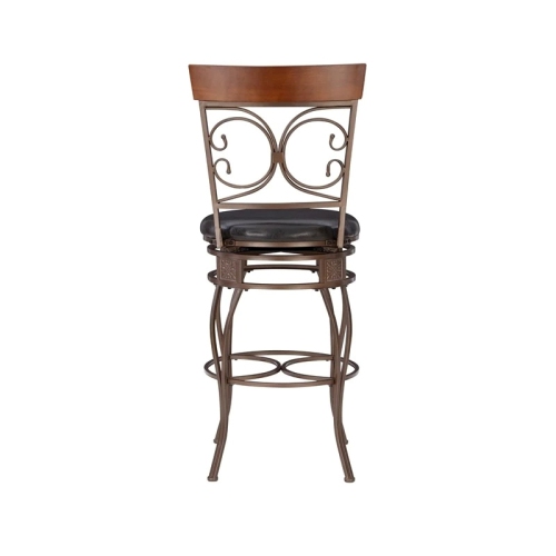 Bowery Hill 30.75" Traditional Metal/Faux Leather Scroll Bar Stool in Bronze