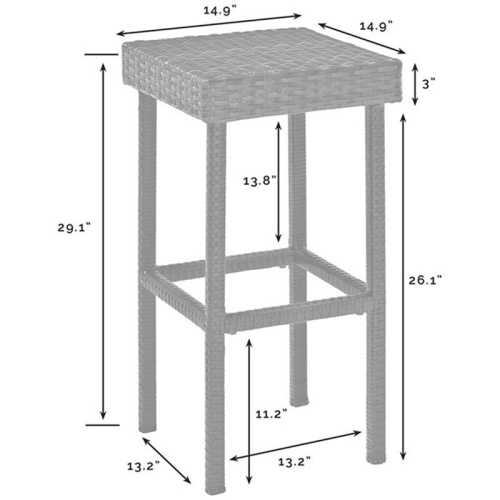 Pemberly Row Patio Wicker 29" Bar Height Stool