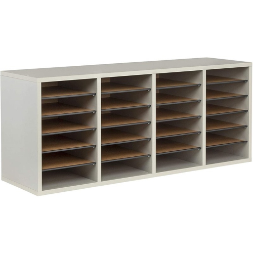 Scranton & Co Grey 24 Compartment Wood Adjustable File Organizer
