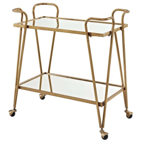 PEMBERLY ROW  Mid-Century Mirrored Bar Cart In In Gold