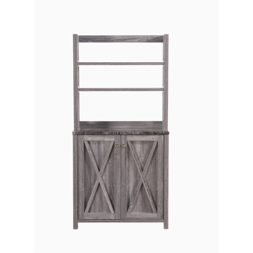 Furniture of America Schuetz Rustic Wood Multi-Storage Kitchen Cabinet in Gray